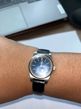 Authentic Omega Geneve Vintage Blue and Silver Women's Watch